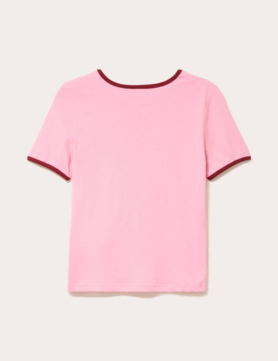 t-shirt ajusté court en coton rose femme