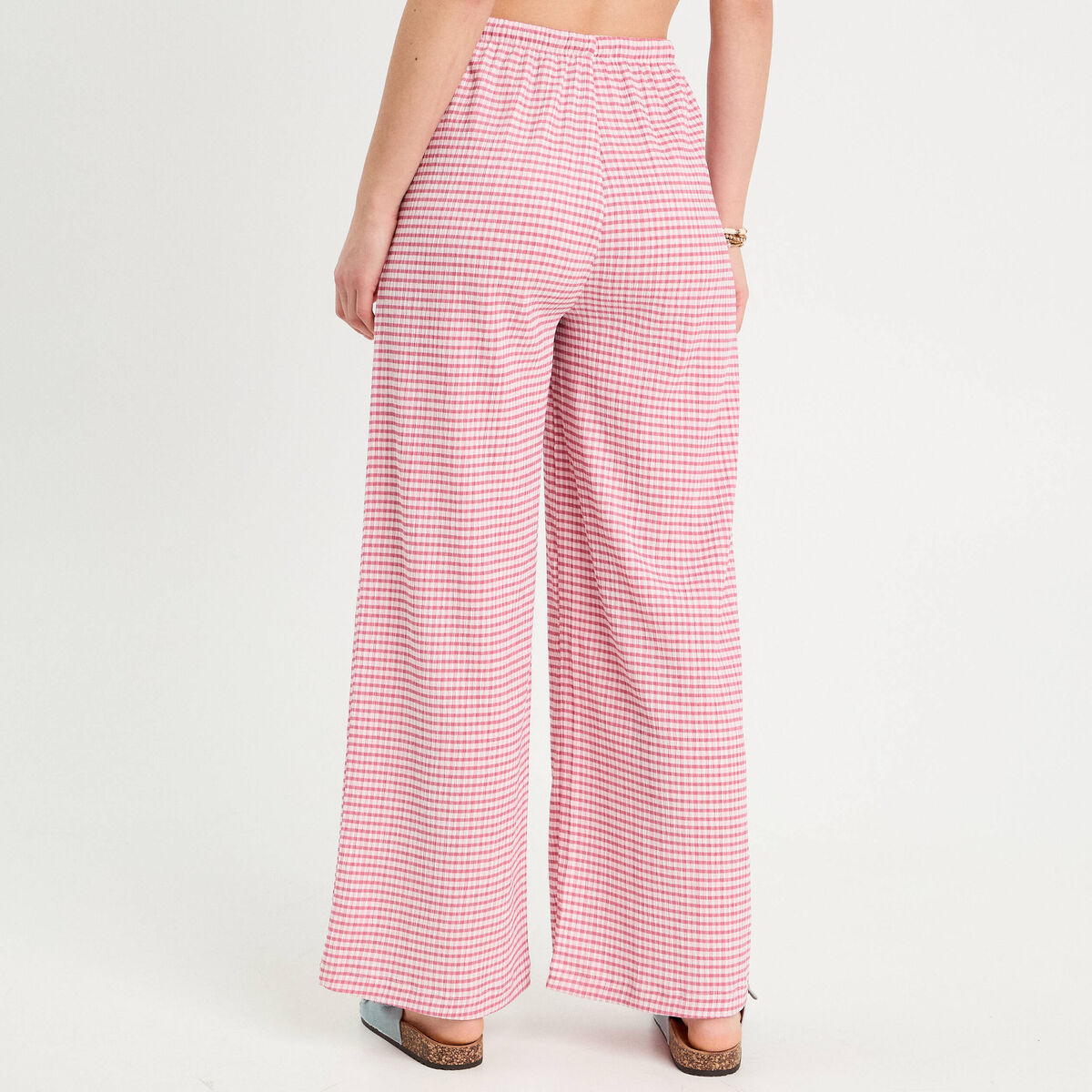 Pantalon large fluide rouge fonc&eacute; femme