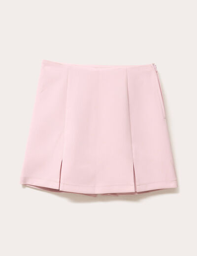 Jupe-short droite fentes rose clair femme