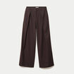 Pantalon bootcut taille haute chin&eacute; marron femme
