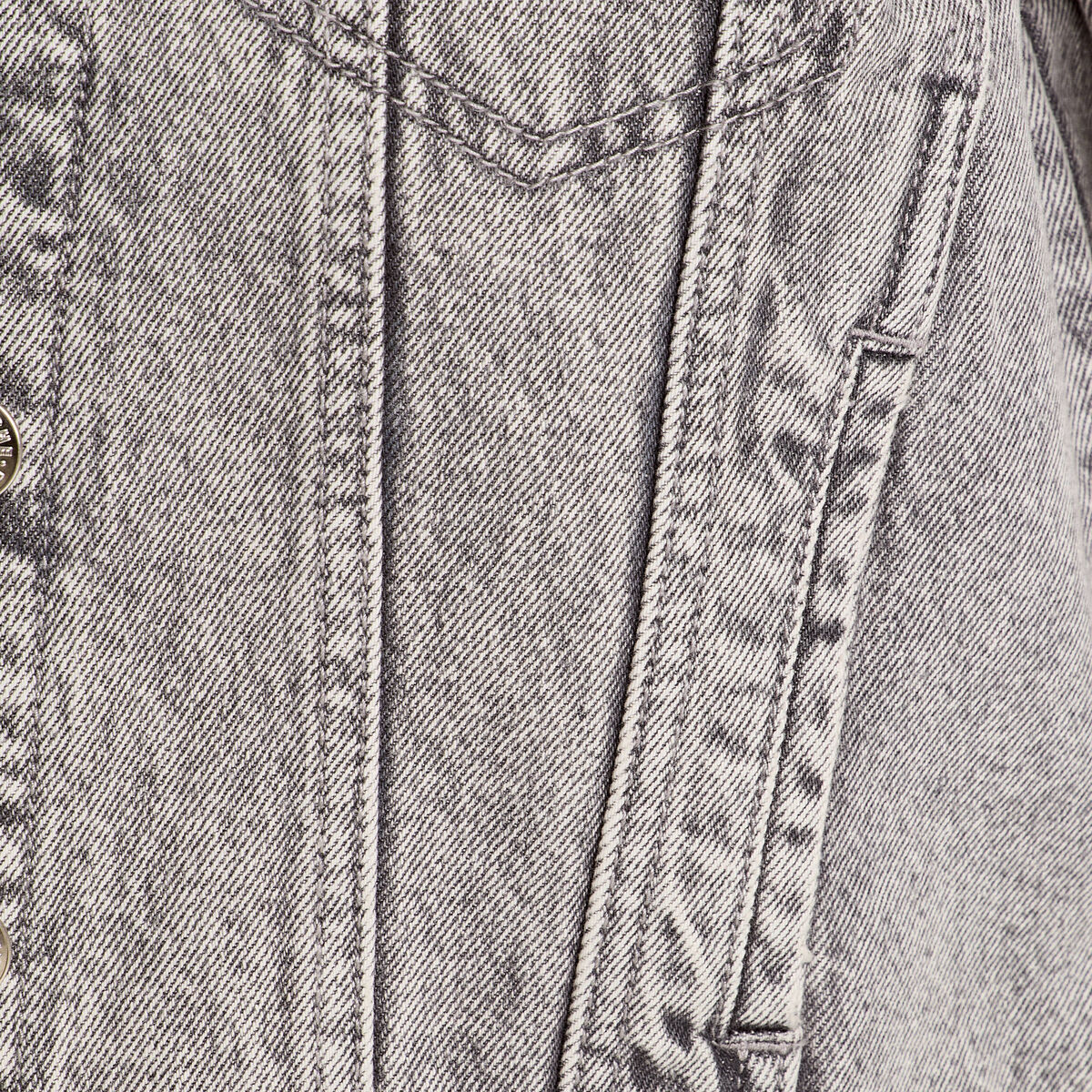 Veste boutonnée en jean denim gris femme