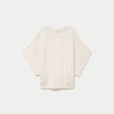 Pull oversize col rond manches courtes ecru femme