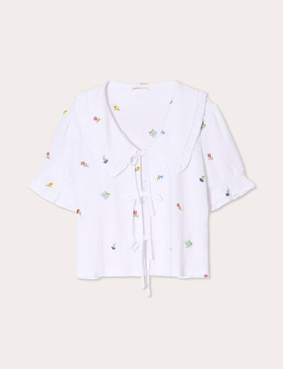 Blouse nouée blanc femme