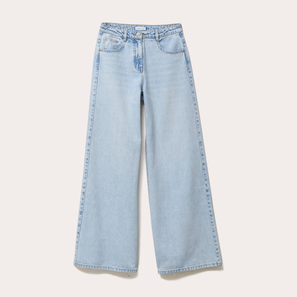 Jeans wide leg ultra large denim bleach femme