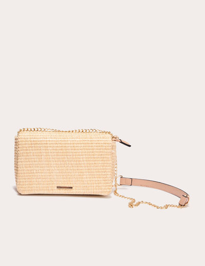 Sac pochette effet tressé sable femme