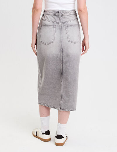 Jupe crayon taille standard denim gris clair femme