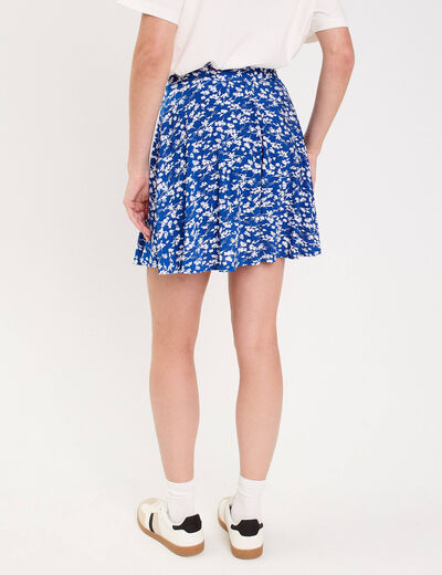 jupe courte évasée stretch bleu electrique femme
