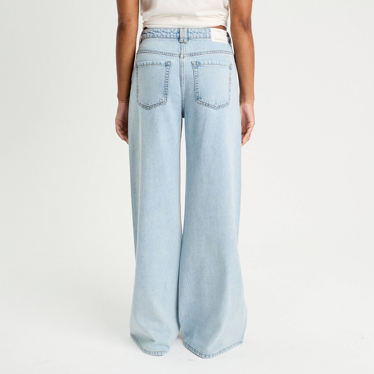 Jeans wide leg ultra large denim bleach femme