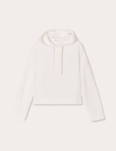 Sweat &agrave; capuche ecru femme