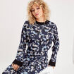 Pull manches longues col rond bleu marine femme