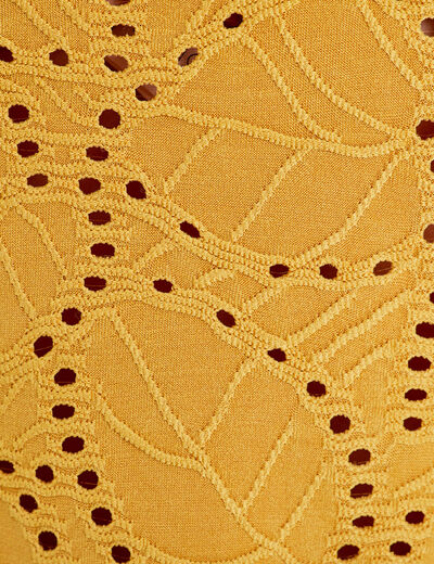 Débardeur broderie anglaise jaune moutarde femme