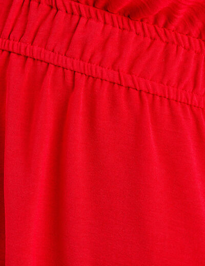 Robe évasée taille élastiquée rouge femme