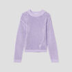 Pull ajouré col rond parme femme