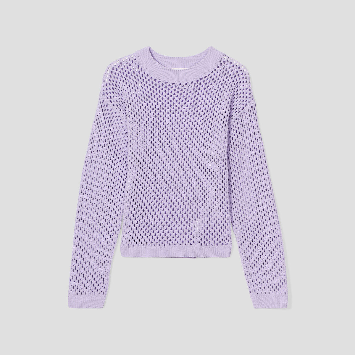 Pull ajouré col rond parme femme