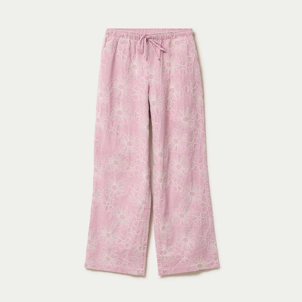 Pantalon large taille standard rose clair femme