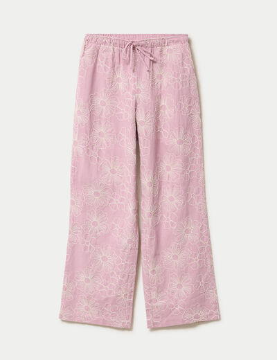 Pantalon large taille standard rose clair femme