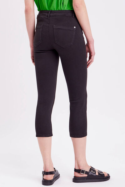 Pantacourt slim 5 poches noir femme