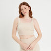 Bustier tricot torsades beige femme