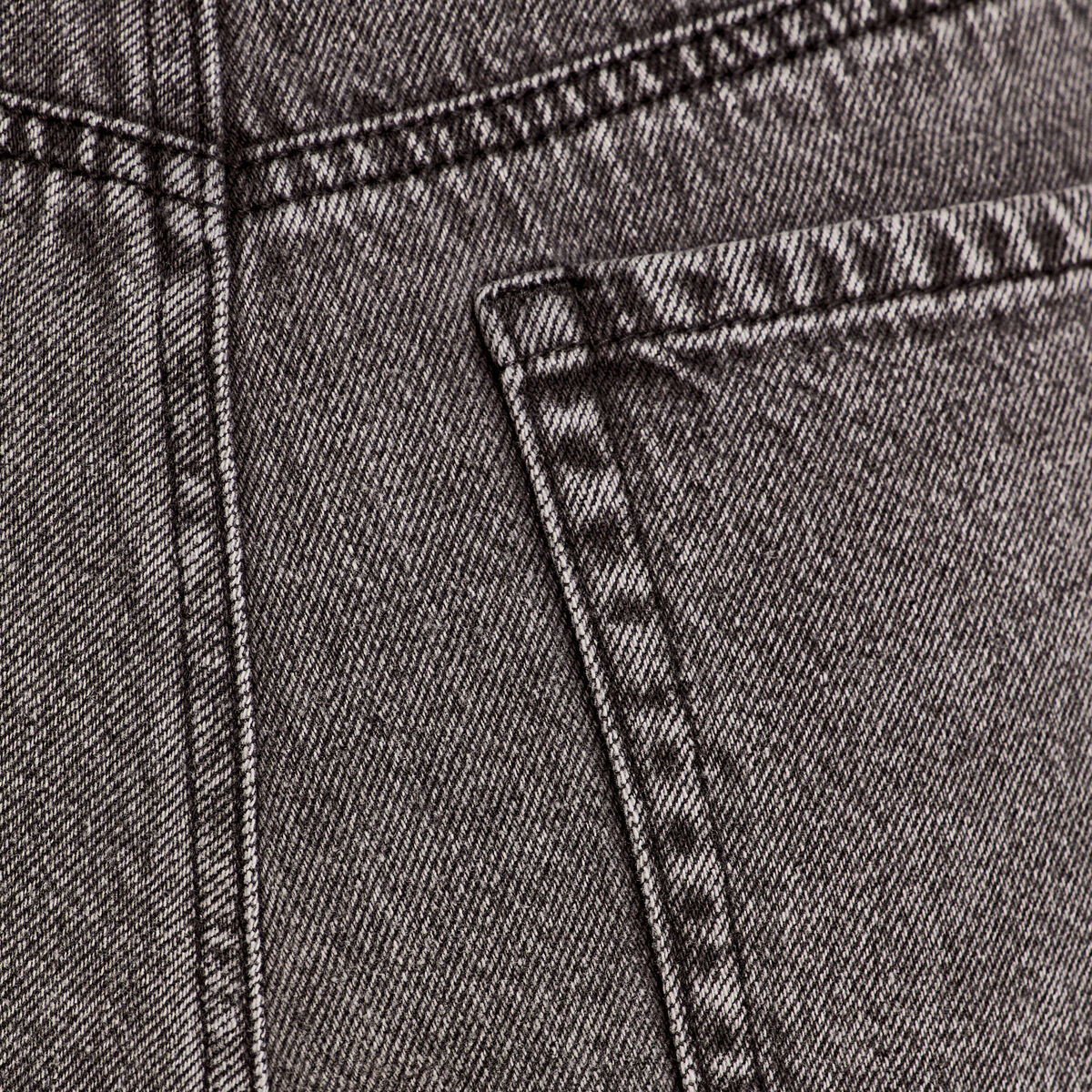 Jupe-short droite en jean denim noir femme