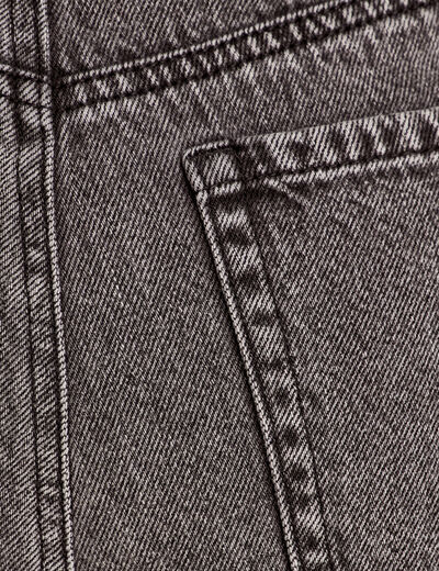 Jupe-short droite en jean denim noir femme