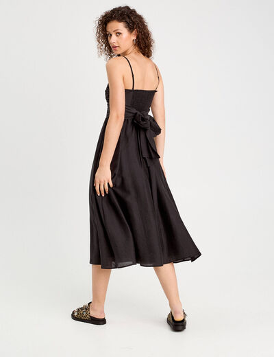 Robe longue patineuse bustier noir femme