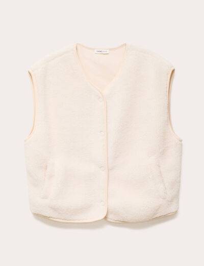 Gilet sans manches effet polaire ecru femme