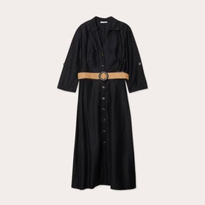 robe longue evasee ceinturee noir femme Robe longue évasée ceinturée noir femme