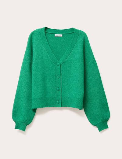 Gilet manches longues vert femme