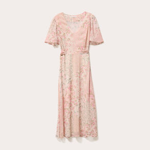 robe midi evasee col en v rose pastel femme Robe midi évasée col en V rose pastel femme