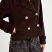 Trench court boutonn&eacute; marron fonc&eacute; femme