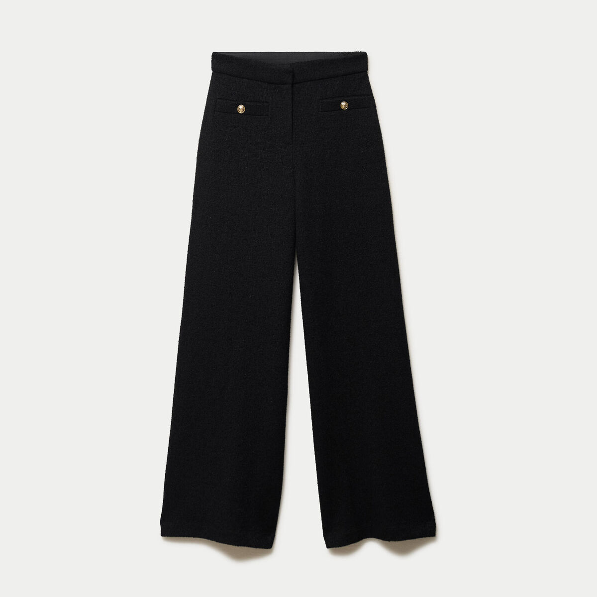 Pantalon bootcut en tweed noir femme