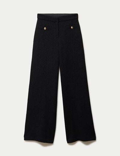 Pantalon bootcut en tweed noir femme