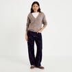 Jean avec broderie bleu marine femme