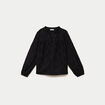 Blouse droite col rond manches longues noir femme