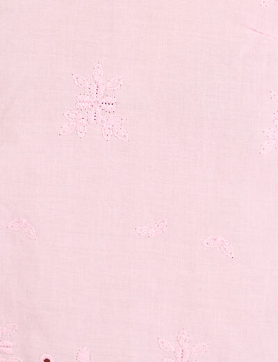Blouse droite courte col chemise rose poudrée femme