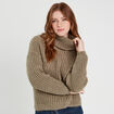 Pull avec col roulé vert kaki femme