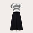 Robe longue &eacute;vas&eacute;e bi-mati&egrave;re noir femme
