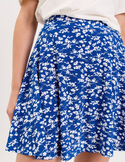 jupe courte évasée stretch bleu electrique femme