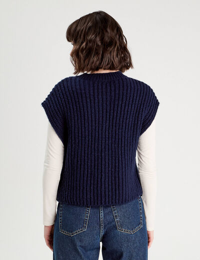 Gilet sans manches bleu marine femme