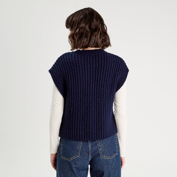 gilet sans manches bleu marine femme Gilet sans manches bleu marine femme