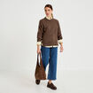 Pull manches longues marron fonc&eacute; femme