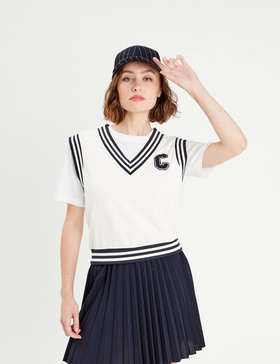 Sweat sans manches ecru femme