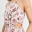Robe longue évasée ouvertures rose femme