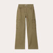 Pantalon large poches cargo vert kaki femme