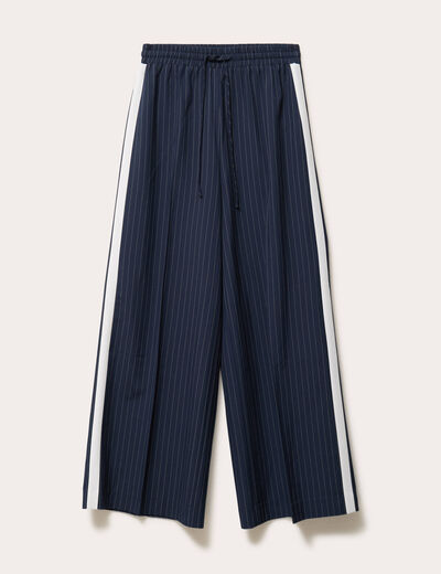 Pantalon large fluide bleu marine femme