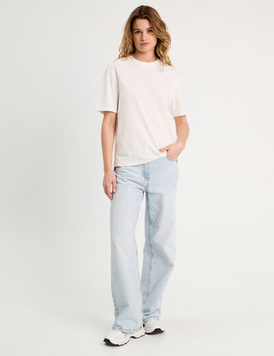 T-shirt oversize col rond ecru femme