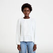 Blouse ajour&eacute;e col rond manches longues ecru femme