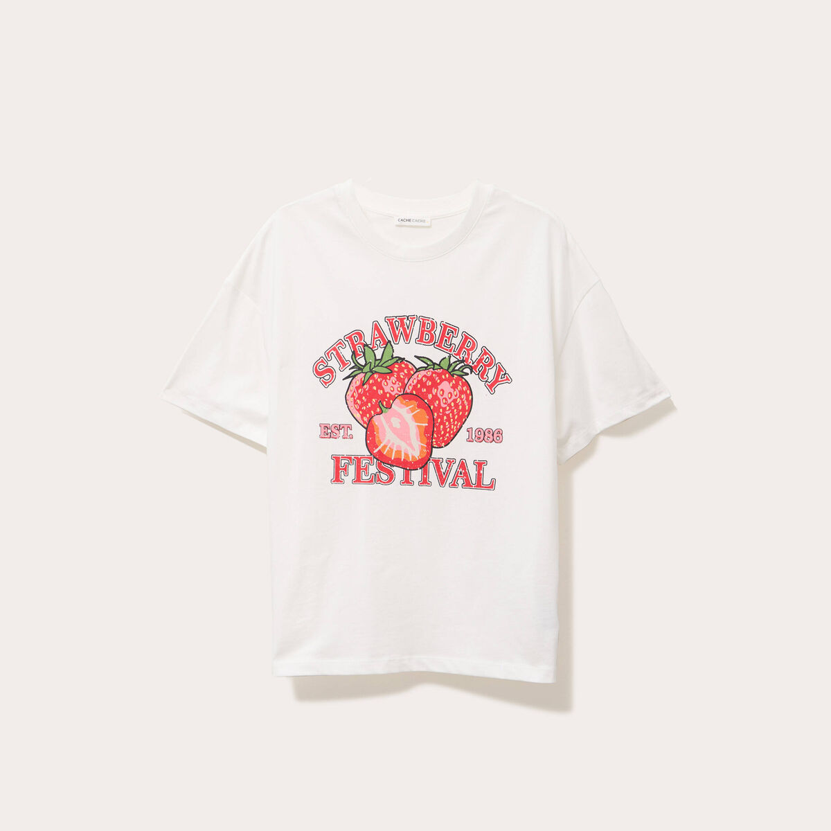 T-shirt manches courtes ecru femme