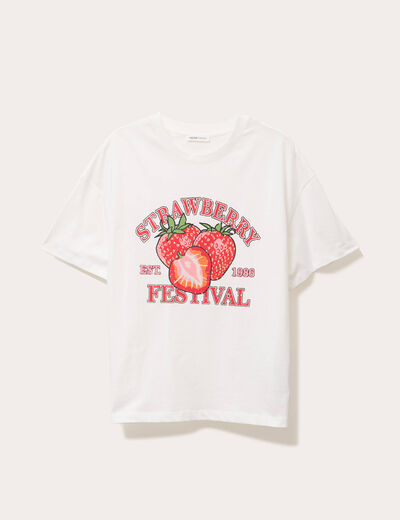 T-shirt manches courtes ecru femme