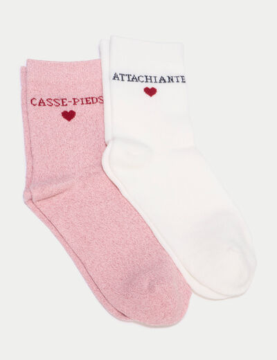 2 paires de chaussettes ecru femme